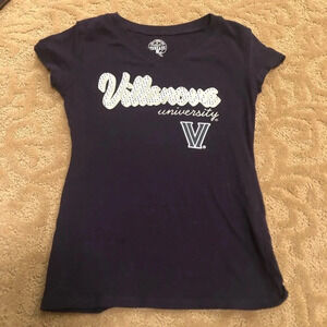Villanova girls v-neck navy tee shirt small 6/6x